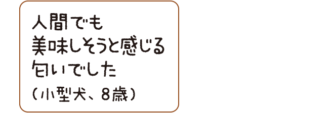 人間でも美味しそうと感じる匂いでした（小型犬、８歳）